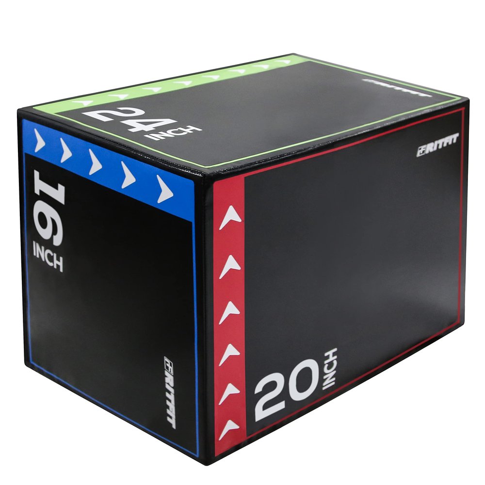 RitFit 3 in 1 Extra Firm Soft Plyo Box Foam Plyometric Box-30x24x20-20"x18"x16" Heavy Duty High Density Foam Jumping Box 3 Sizes with PVC Cover,Platform for Home Gym Fitness, 440lb Weight Capacity