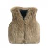 Moonker Girls Faux Fur Waistcoat for 0-5 Years Old,Baby Girls Children Kids Winter Warm Clothes Thick Vest Coat Outwear Khaki view 1