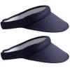 2 Pack Clip On Visors Hats Women Men Wide Brim Sun Visor-Hat UV Protection Adjustable Outdoor Sports Golf Tennis Travel Beach Sunhat Cap Headwear Cotton Navy Blue view 1