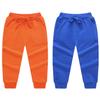 EISHOW Toddler Baby 2 Pack Cotton Active Jogger Pants, Kids Boys Girls Casual Athletic Sweatpants Pants with Drawstring Pocket (2 Pack-Orange&Color Blue,1-2 Years,1 Year,2 Years) view 1