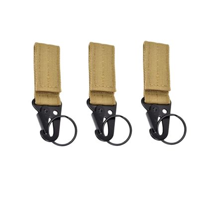 3-Piece Tactical Nylon Webbing Buckle Carabiner Molle Belt Clip Key Buckle, Suitable for Outdoor Sports(Khaki)