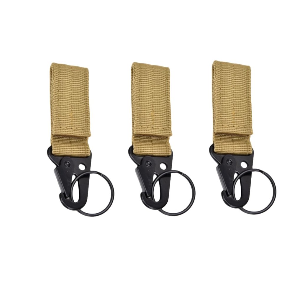 3-Piece Tactical Nylon Webbing Buckle Carabiner Molle Belt Clip Key Buckle, Suitable for Outdoor Sports(Khaki)