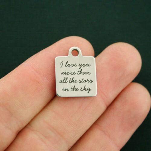 1 Charms I Love You Stainless Steel Charm - More Than All The Stars in The Sky