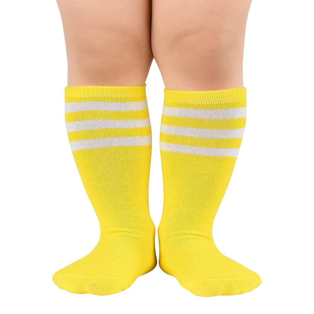 Century Star Kids Child Soccer Socks Knee High Socks Boys Girls Socks Baby Socks 1 Pair Yellow White New One Size