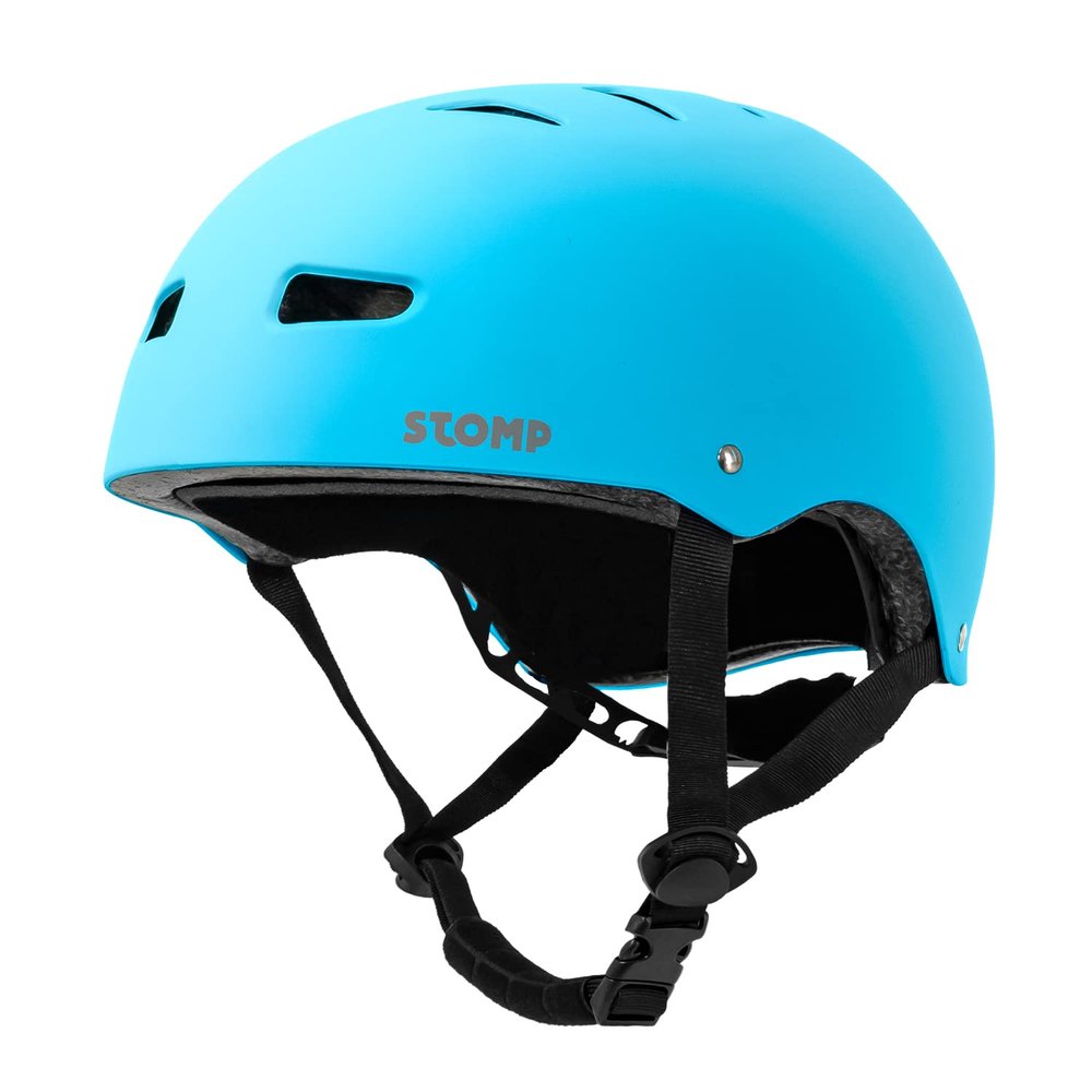 STOMP Skateboard Helmet - Removable Liners Ventilation Multi-Sport Scooter Inline Skating for Youth & Adults (Matte Blue, Small)