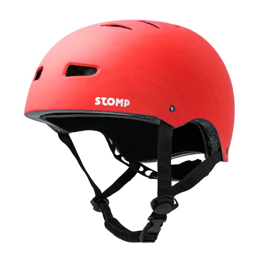 STOMP Skateboard Helmet - Removable Liners Ventilation Multi-Sport Scooter Inline Skating for Youth & Adults (Matte Red, Small)