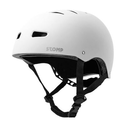 STOMP Skateboard Helmet - Removable Liners Ventilation Multi-Sport Scooter Inline Skating for Youth & Adults (Matte White, Small)
