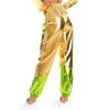 OBEEII Women's Glossy Metallic Hip-Hop Sweatpant Holographic Iridescence Jogger Pants Tapered Pant with Pockets Gold Large view 3