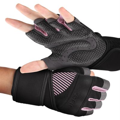 COFIT Breathable Workout Gloves, Antislip Weight Lifting Gym Gloves for Men Women with Wrist Wrap Support, Superior Grip & Palm Protection for Weightlifting, Fitness, Exercise, Training - Pink M