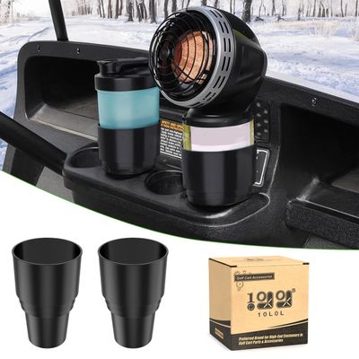 10L0L 2 Pack Golf Cart Cup Holder, Dash Adapter for Portable Propane Heater Cylinder, Universal Replacement Drink Holder for Yamaha EZGO Club Car