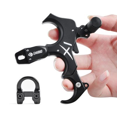 ZSHJGJR Archery Thumb Release 360 Rotatable Jaw Compound Bow Release Aids 3 or 4 Finger Grip Adjustable (Bow Release + Metal D Loop)