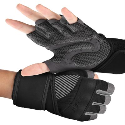 COFIT Breathable Workout Gloves, Antislip Weight Lifting Gym Gloves for Men Women with Wrist Wrap Support, Superior Grip & Palm Protection for Weightlifting, Fitness, Exercise, Training - Black M