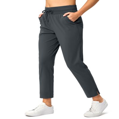 Soothfeel Women's Pants with 4 Pockets 7/8 Stretch High Waisted Sweatpants Travel Athletic Work Golf Pants for Women(Dark Grey, XX-Large)