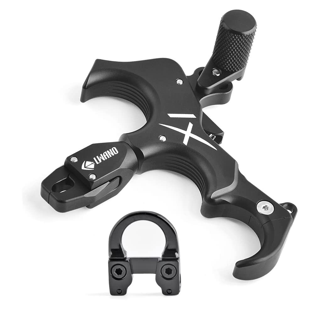 SHARROW Archery Bow Release Aids 360 Rotatable Jaw 3&4 Finger Grip Adjustable Archery Thumb Release for Compound Bow (Bow Release + D Loop Set)