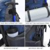 Bseash 50L Hiking Backpack, Water Resistant Lightweight Outdoor Sport Daypack Travel Bag for Camping Climbing Skiing Cycling (Navy Blue - With Shoe Compartment) view 3