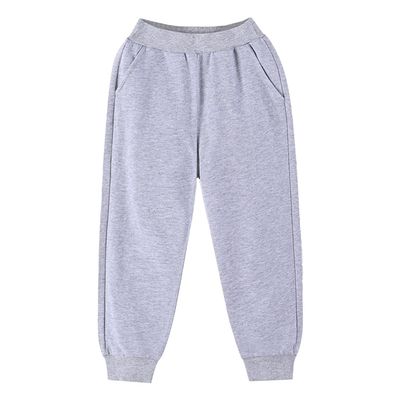 EISHOW Unisex Kids Sweatpants, Toddler Baby Boys Girls Solid Color Cotton Sweatpants Elastic Waist Drawstring Joggers Pants (Gray,7-8 Years,7 Years,8 Years)