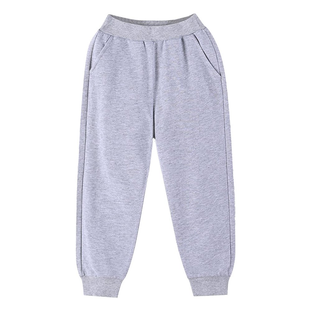 EISHOW Unisex Kids Sweatpants, Toddler Baby Boys Girls Solid Color Cotton Sweatpants Elastic Waist Drawstring Joggers Pants (Gray,7-8 Years,7 Years,8 Years)