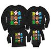 Ho Ho Ho Christmas Santa Deer Gnome Matching Family Youth Boy Girl Long Sleeve Shirt Black view 1