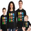 Ho Ho Ho Christmas Santa Deer Gnome Matching Family Youth Boy Girl Long Sleeve Shirt Black view 2