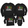 Merry Christmas Trees Leopard Buffalo Plaid Matching Family Youth Boy Girl Long Sleeve Shirt Black view 1