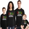Merry Christmas Trees Leopard Buffalo Plaid Matching Family Youth Boy Girl Long Sleeve Shirt Black view 2