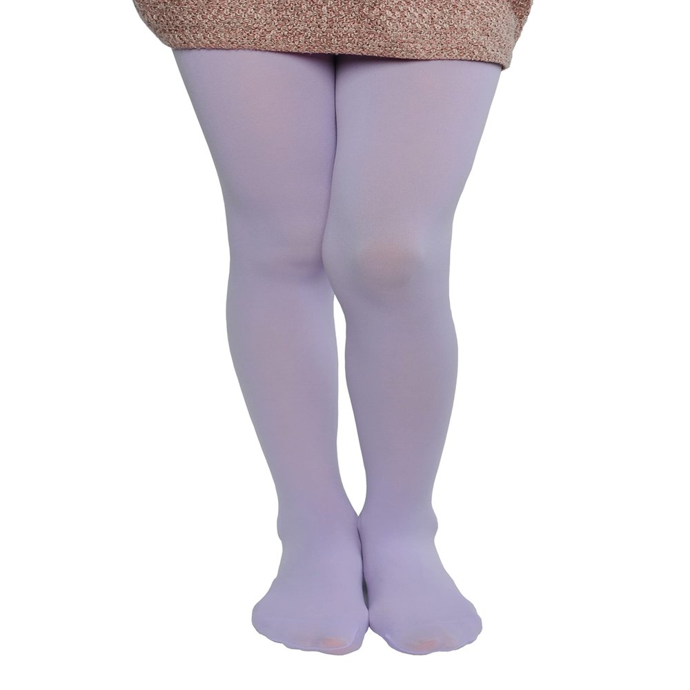EVERSWE Girls Semi Opaque Footed Tights, Microfiber Tights (5-7, Purple)