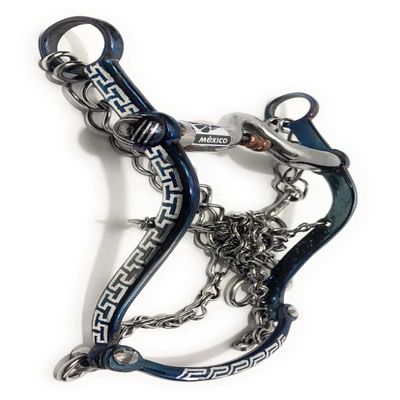 5 1/4" Charro Saddle Blue Mexican Horse Bit, Freno Charro para Caballo