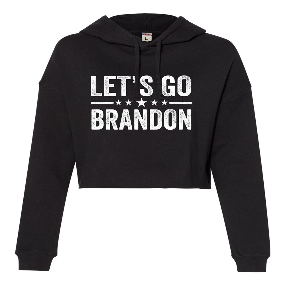 Small Black Women Classy Let's Go Brandon Cropped Hooded Sweatshirt