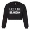 Small Black Women Classy Let's Go Brandon Cropped Hooded Sweatshirt view 1