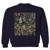 Vintage Print Graphic Floral Flower Tropical Botanical Men's Crewneck Sweatshirt (Navy X-Large) view 1