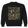 Vintage Print Graphic Floral Flower Tropical Botanical Men's Crewneck Sweatshirt (Black Large) view 1