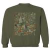 Vintage Print Graphic Floral Flower Tropical Botanical Men's Crewneck Sweatshirt (Olive, X-Large) view 1