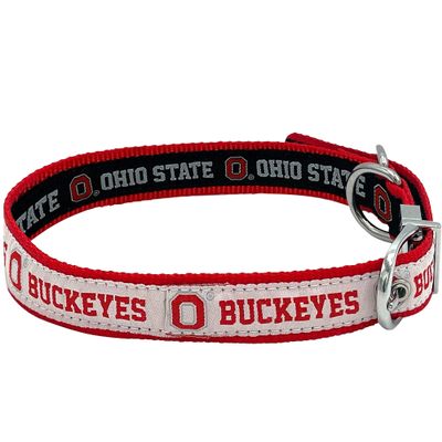 Ohio State Buckeyes Reversible NCAA Dog Collar, Medium. Premium Home & Away Two-Sided Pet Collar Adjustable with Metal Buckle. Your Favorite NCAA Team with Unique Design on Each Side for Dogs & Cats