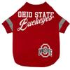 NCAA Ohio State Buckeyes T-Shirt for Dogs & Cats, Large. Football/Basketball Dog Shirt for College NCAA Team Fans. New & Updated Fashionable Stripe Design, Durable & Cute Sports PET TEE Outfit view 1