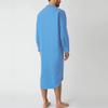 Men Henley Sleep Shirt Soft Comfy Nightwear, Button Closure Nightgown Pajama, Long Sleeve Sleepwear Blue view 2