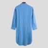 Men Henley Sleep Shirt Soft Comfy Nightwear, Button Closure Nightgown Pajama, Long Sleeve Sleepwear Blue view 4