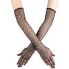 4.Black Fishnet Gloves Long Party Gloves Sexy Gloves Halloween Costume Gloves Fancy Dress for Cocktail Party Bar Sparkled, length 19.6in view 4