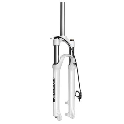 Jejy Bicycle Fork 26/27.5/29 Inch Remote LockoutSuspension MTB Straight Tube Front Forks Oil Spring 1-1/8"Bike Disk Brakes (Color : White, Size : 26)