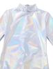 YiZYiF Gymnastics Leotard Women/Girls One Piece Long Sleeve Metallic Athletic Dance wear Turtleneck Silver XX-Large view 4