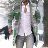 Men's Shawl Casual Cardigan Long Sleeve Turn-Down Collar Cape Lightweight Open Front Long Medium Length Cardigan (Green, L) view 2