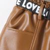 Kaerm Toddler Baby Girls Faux Leather Mini Dress Letter Print Waist Belt Short Pencil Skirt with Pocket Brown 1 18-24 Months view 4