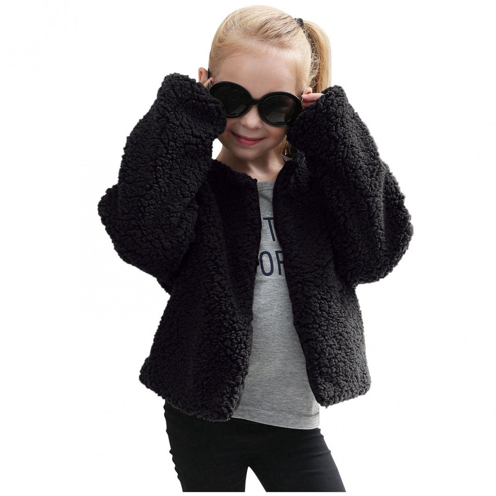 Moonker Girls Coat 0-7 Years Old,Toddler Girls Kids Autumn Winter Warm Clothes Faux Fur Leopard Thick Jacket Outwear