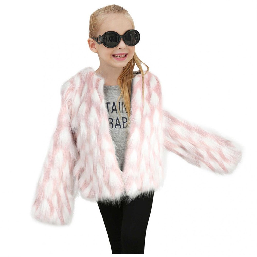 Moonker Girls Coat 0-7 Years Old,Toddler Girls Kids Autumn Winter Warm Clothes Faux Fur Leopard Thick Jacket Outwear