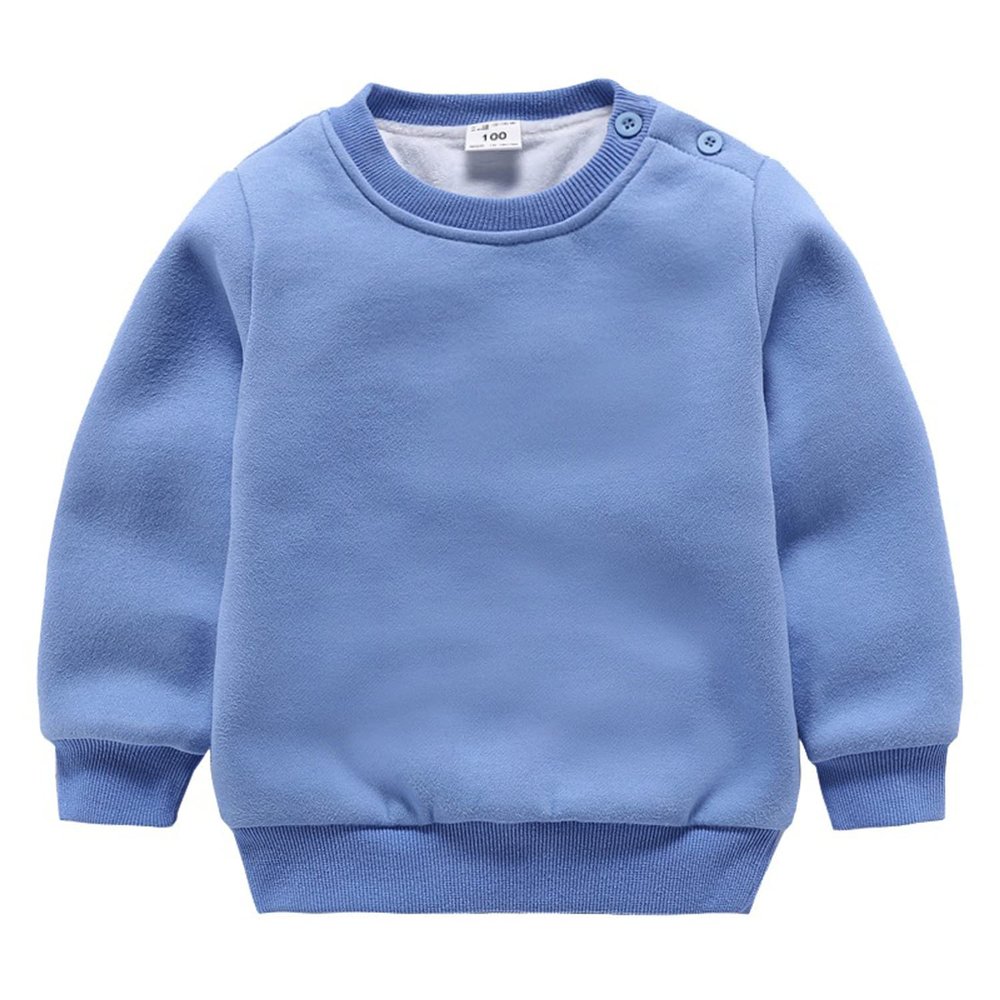 Kids Fashion Sweatshirts,Toddler Winter Soft Thicken Fleece Crewneck Sweatshirt Warm Long Sleeve Pullover Tops Coat (Light Blue,2-3T,2 Years,3 Years)