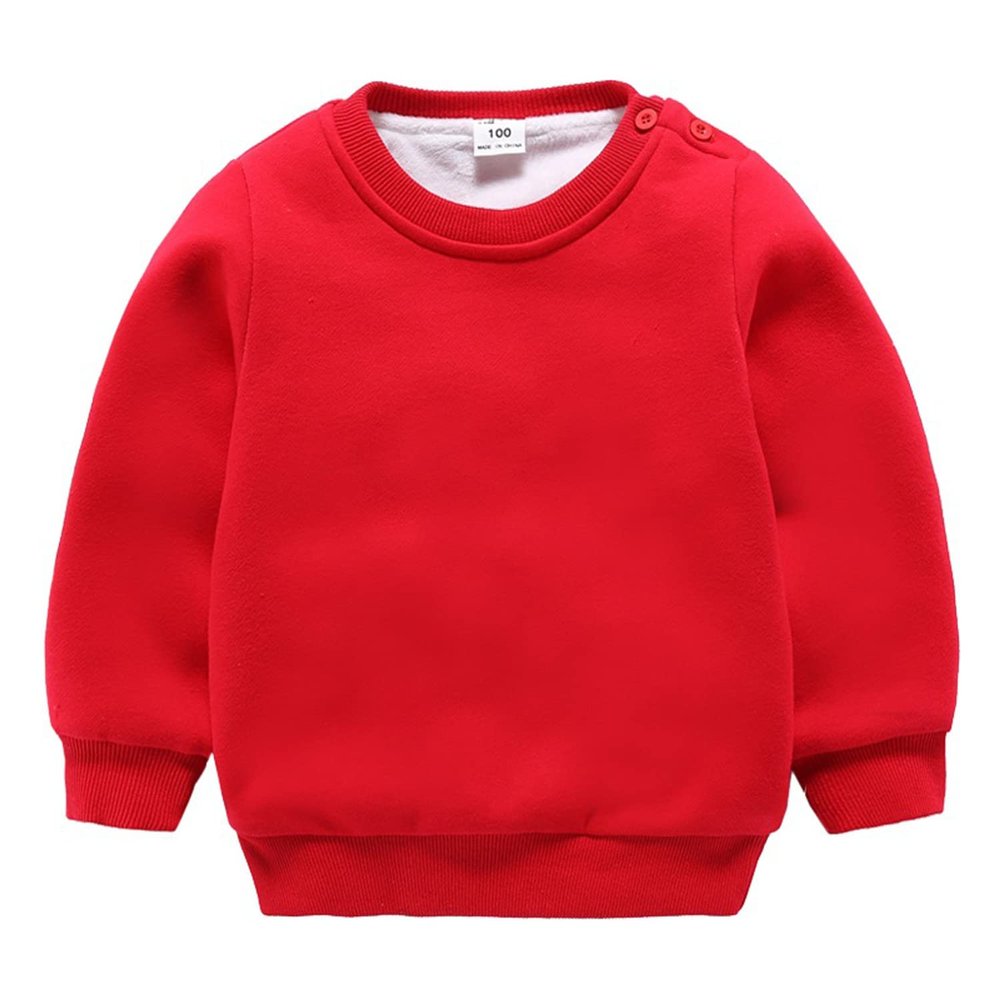 Kids Fashion Sweatshirts,Toddler Winter Soft Thicken Fleece Crewneck Sweatshirt Warm Long Sleeve Pullover Tops Coat (Red,2-3T,2 Years,3 Years)
