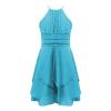 YOOJIA Kids Girls Floral Lace Wedding Bridesmaid Dress Halter Neck Flower Girl Chiffon Dress Pageant Proms Gown Sky Blue b 10 view 1