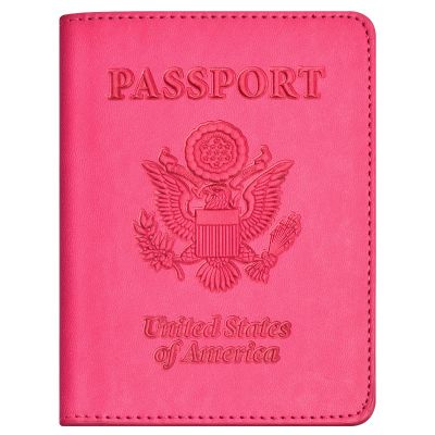 Passport and Vaccine Card Holder Combo, with Slot, Wallet, Cover, Case, for Women Men(AD-Rose Red)