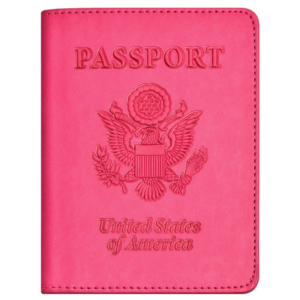 Passport and Vaccine Card Holder Combo, with Slot, Wallet, Cover, Case, for Women Men(AD-Rose Red)