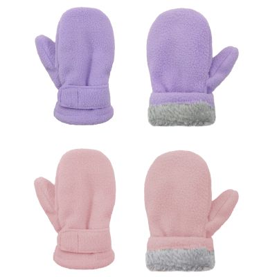 American Trends Toddler Mittens Winter Snow Kids Mitten for Toddler Boys Girls Ski Warm Fleece Gloves Pink&Light Purple L(Fits 2-4 years)