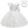 3M-3T Toddler Baby Girls Dresses Pageant Wedding Flower Girls Dress Formal Gowns Embroidered Lace Dress + Headwear view 4